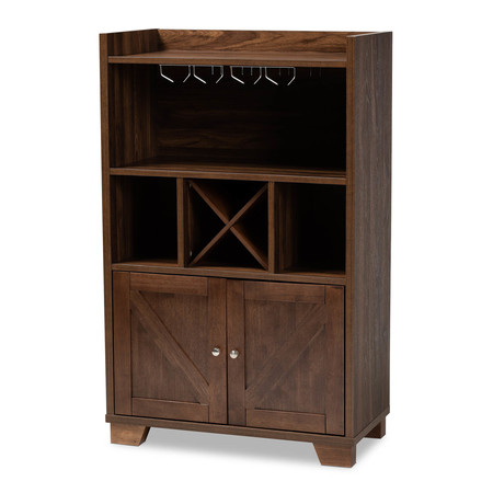 BAXTON STUDIO Carrie Walnut Brown Finished Wood Wine Storage Cabinet 163-10443